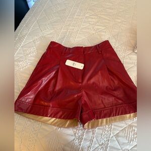 Glam Red High Waist Women's Shorts